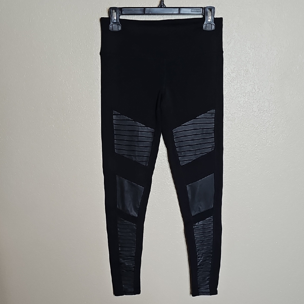ALO Yoga Black Moto Leggings Small Mid Rise Full Length - Picture 2 of 11